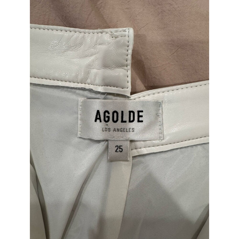 NWT AGOLDE Womens Sz 25 Lace White Leather Crisscross Waist Straight Pants Jeans - Picture 6 of 12